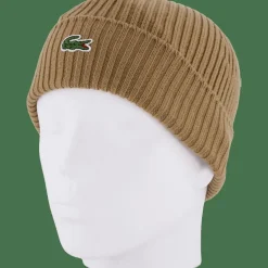 Rib Knit Brushed Wool Beanie Brown Dpc