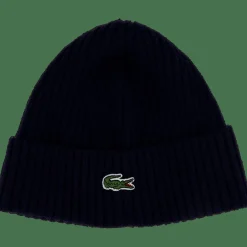 Rib Knit Brushed Wool Beanie Navy Blue