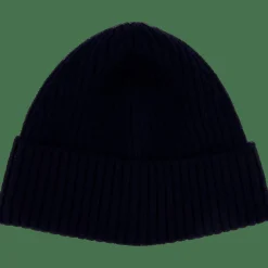 Rib Knit Brushed Wool Beanie Navy Blue