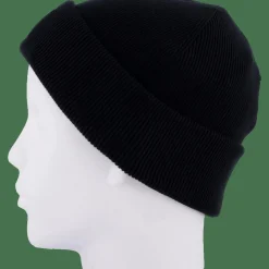 Ribbed Cotton Badge Beanie Noir 031