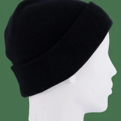 Ribbed Cotton Badge Beanie Noir 031