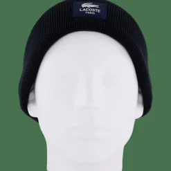 Ribbed Cotton Badge Beanie Noir 031