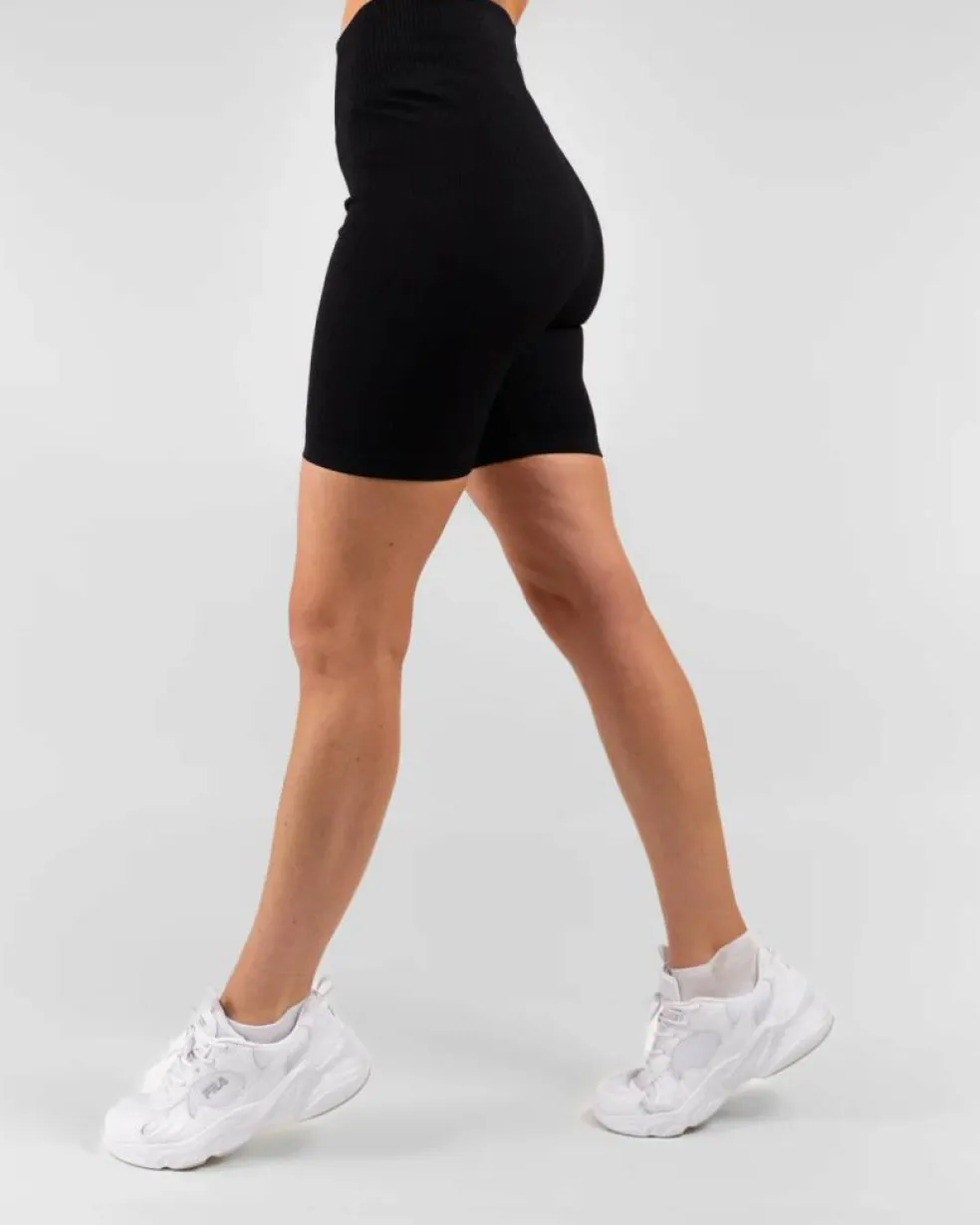 Ribbed Seamless Biker Shorts Black