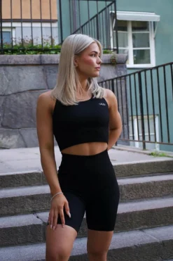 Ribbed Seamless Biker Shorts Black