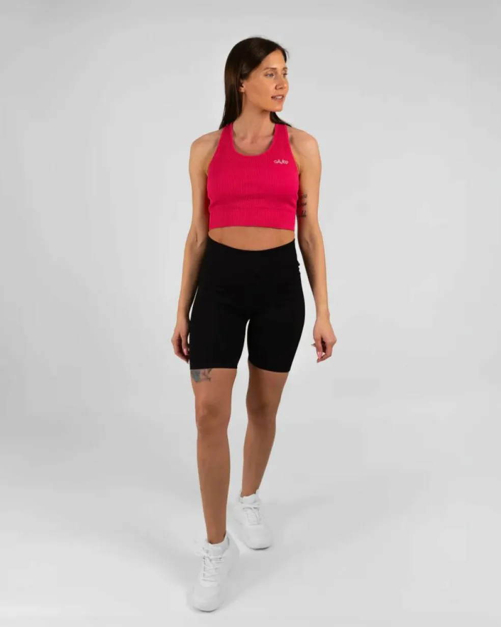 Ribbed Seamless Biker Shorts Black