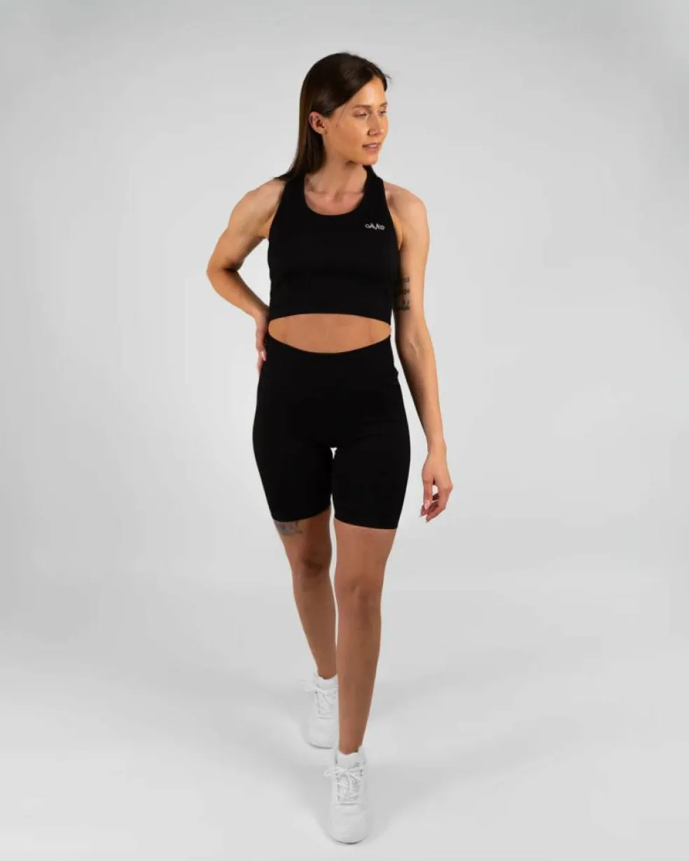 Ribbed Seamless Biker Shorts Black