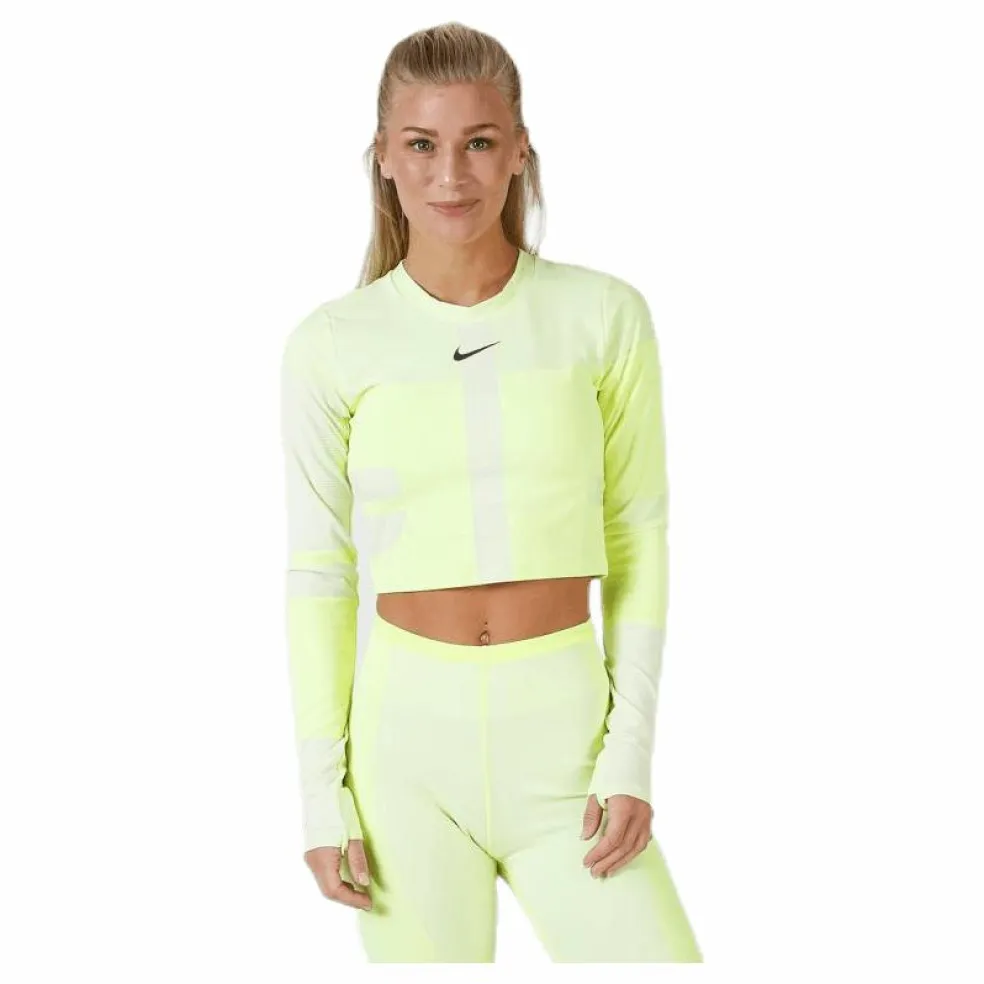 Run Tech Pack Knit Top LS White/Green