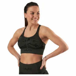 Seamless Camo Sports Bra Patterned/Black