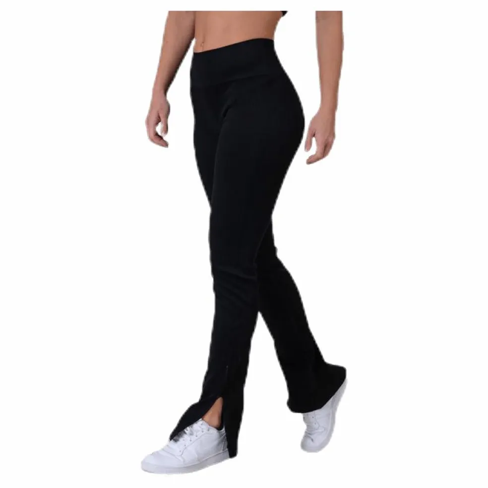 Seamless Rib Slit Pants Black