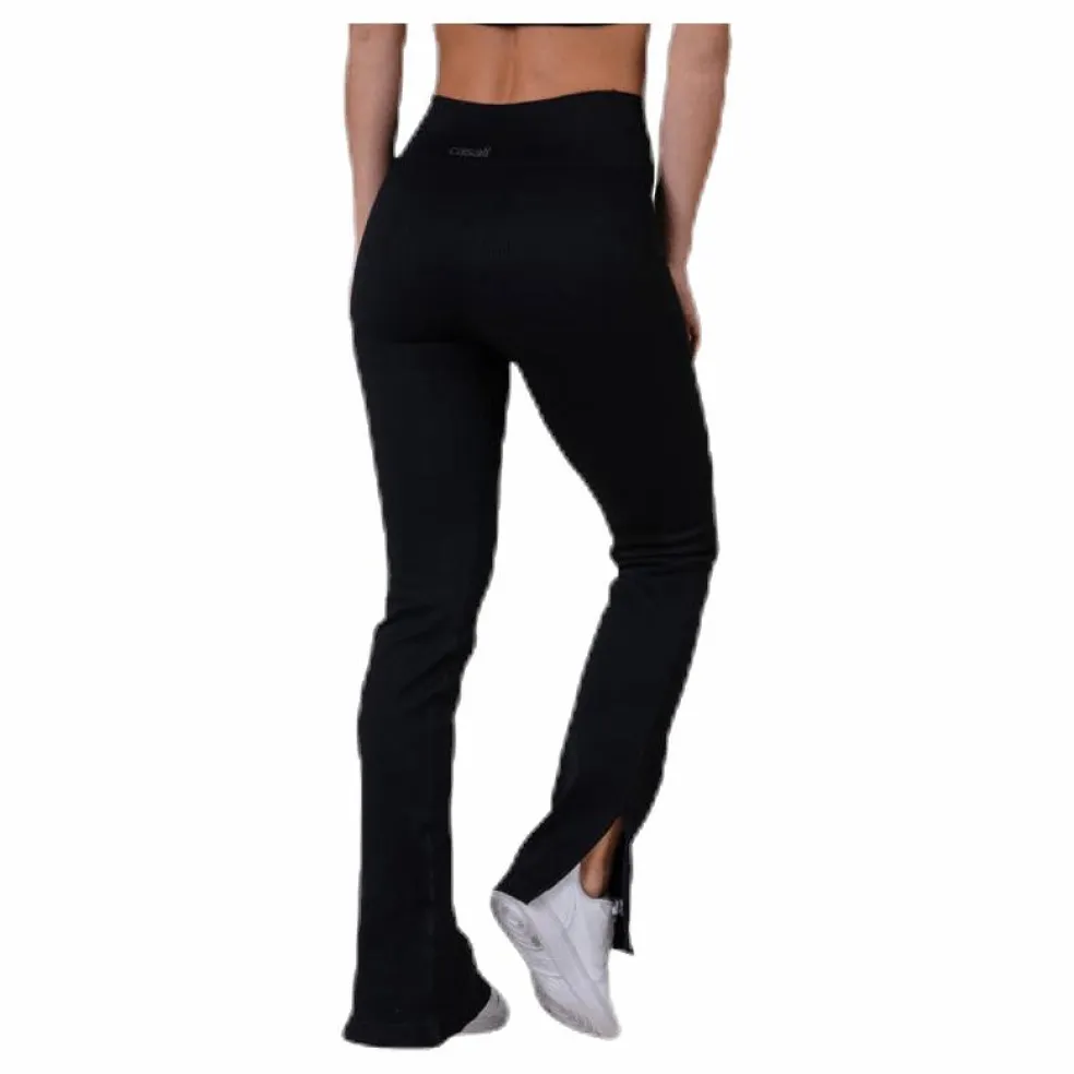 Seamless Rib Slit Pants Black