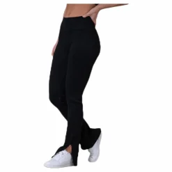 Seamless Rib Slit Pants Black