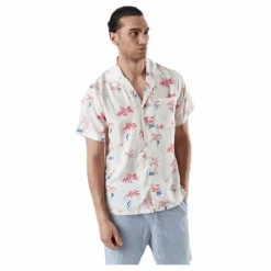 Shirt Short Sleeve Marstrand Monkey Trees White