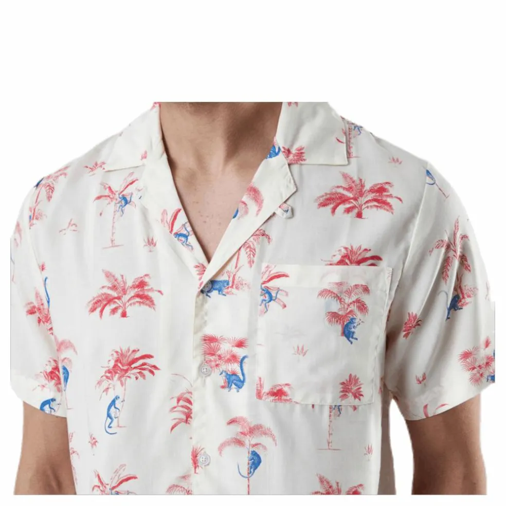 Shirt Short Sleeve Marstrand Monkey Trees White