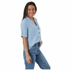 Sky S/S Shirt Solid Wvn Blue