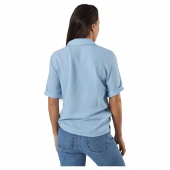 Sky S/S Shirt Solid Wvn Blue