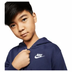 Sportswear Club Big Kids' Full-Zip Hoodie MIDNIGHT NAVY/MIDNIGHT NAVY/WHITE