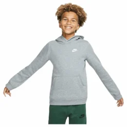 Sportswear Club Big Kids' Pullover Hoodie CARBON HEATHER/WHITE