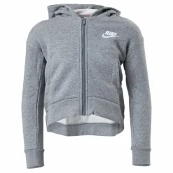 Sportswear Club Fleece Big Kids' (Girls') Full-Zip Hoodie CARBON HEATHER/WHITE