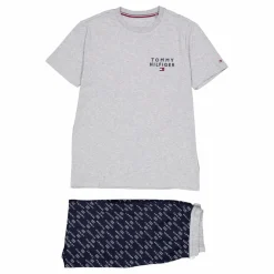Ss Woven Pj Set Drawstring Diagonal Logo