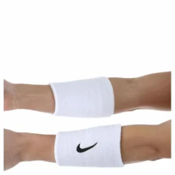 Swoosh Doublewide Wristbands White/Black