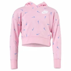 Swooshfetti Crop Hoodie Junior Pink/Blue