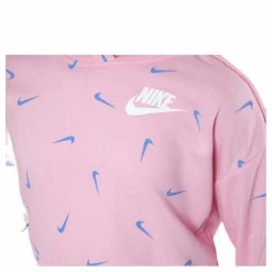 Swooshfetti Crop Hoodie Junior Pink/Blue
