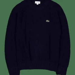 Thick Carded Wool Crew Neck Sw Navy Blue