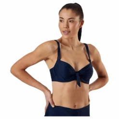 Twisted Solid Unique Wire Bra Blue