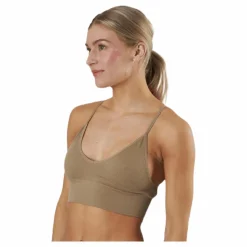 Vicky Rib Seamless V-neck Top Beige
