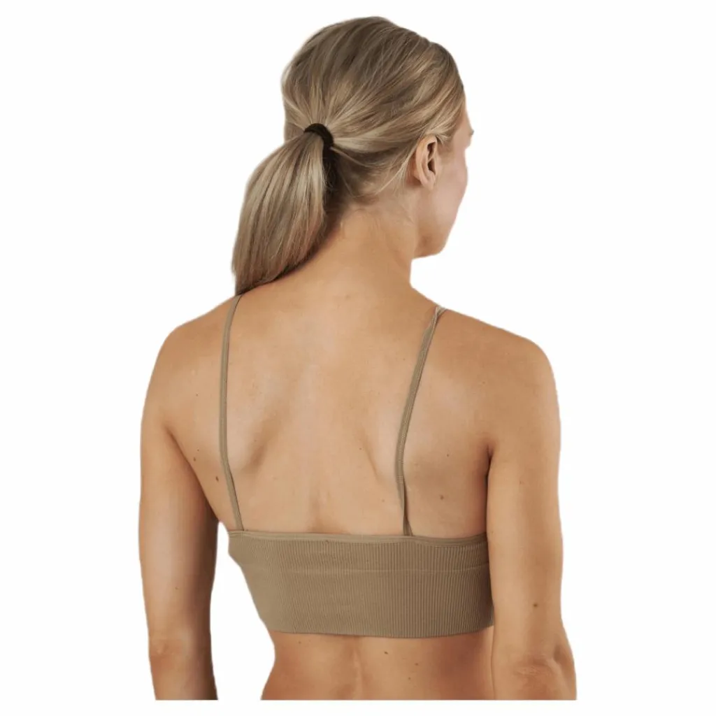 Vicky Rib Seamless V-neck Top Beige