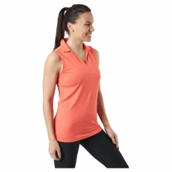 W Cloudspun Coast Sl Polo Hot Coral Heather