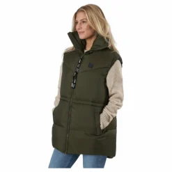 W. Generous Hip Length Vest Dark Army