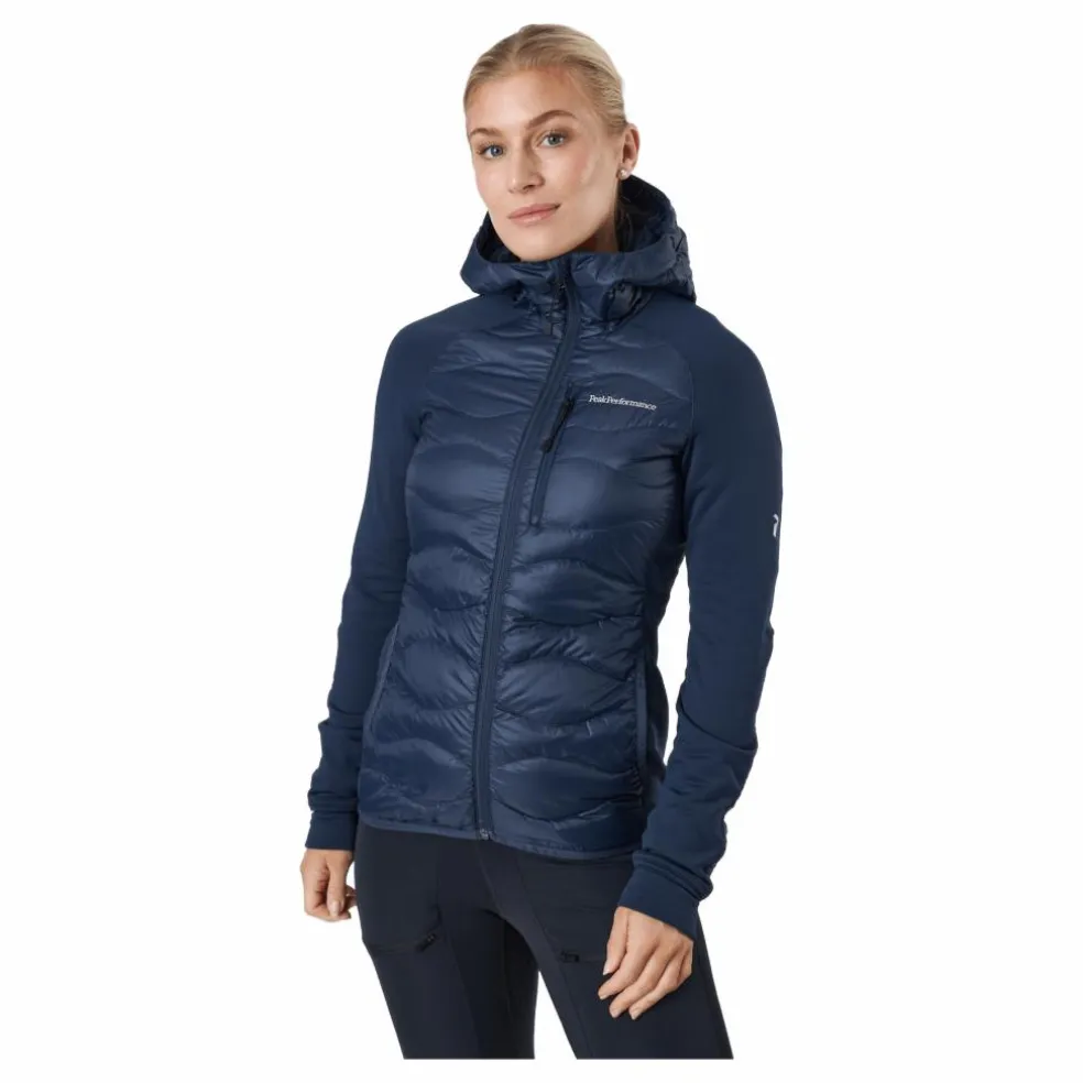 W Helium Down Hybrid Hood Blue Shadow