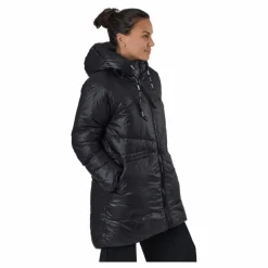 W. Mid Length Shiny Jacket Black