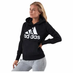 Womens Badge Of Sport Overhead Fleece Hoodie Black